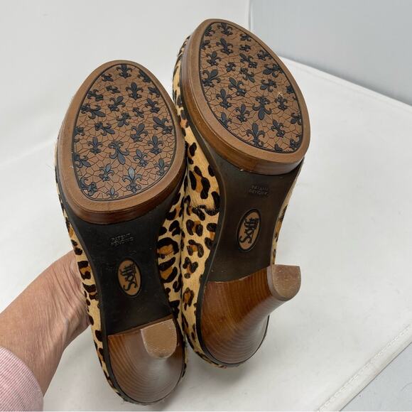 Sofft Brown Tan Leopard Leather Upper Platform Heels 8.5 - Picture 10 of 11